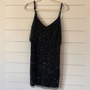 Adrianna Papell Black mini dress- sparkles!